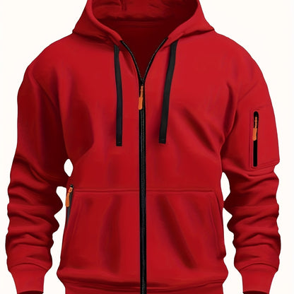 Heren Zip Hoodie met Mouwzak Rood