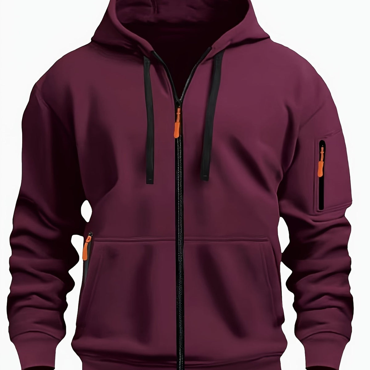 Heren Zip Hoodie met Mouwzak Bordeaux