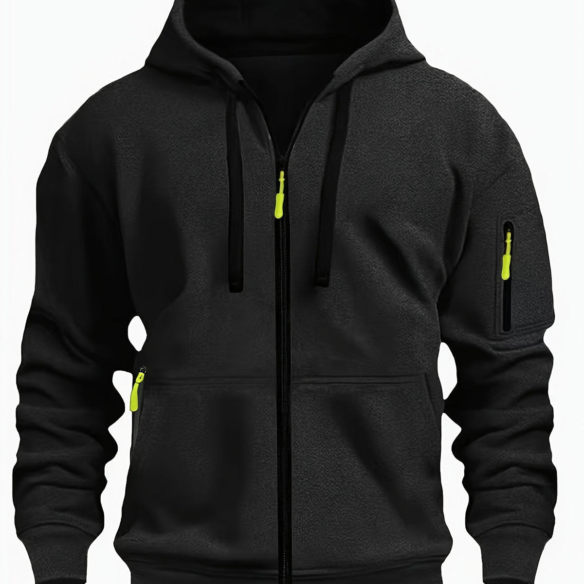 Heren Zip Hoodie met Mouwzak Zwart