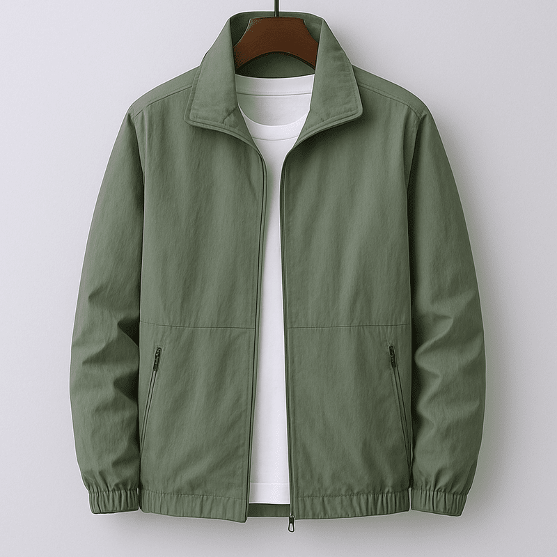 Heren Zomerjas met Opstaande Kraag en Ritssluiting Slim Fit Groen