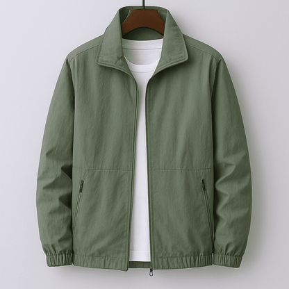 Heren Zomerjas met Opstaande Kraag en Ritssluiting Slim Fit Groen