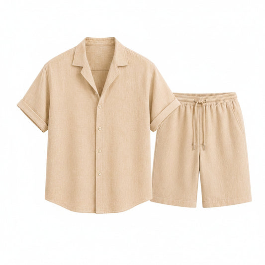 Heren Zomerset Korte Mouw Shirt met Shorts en Reverskraag