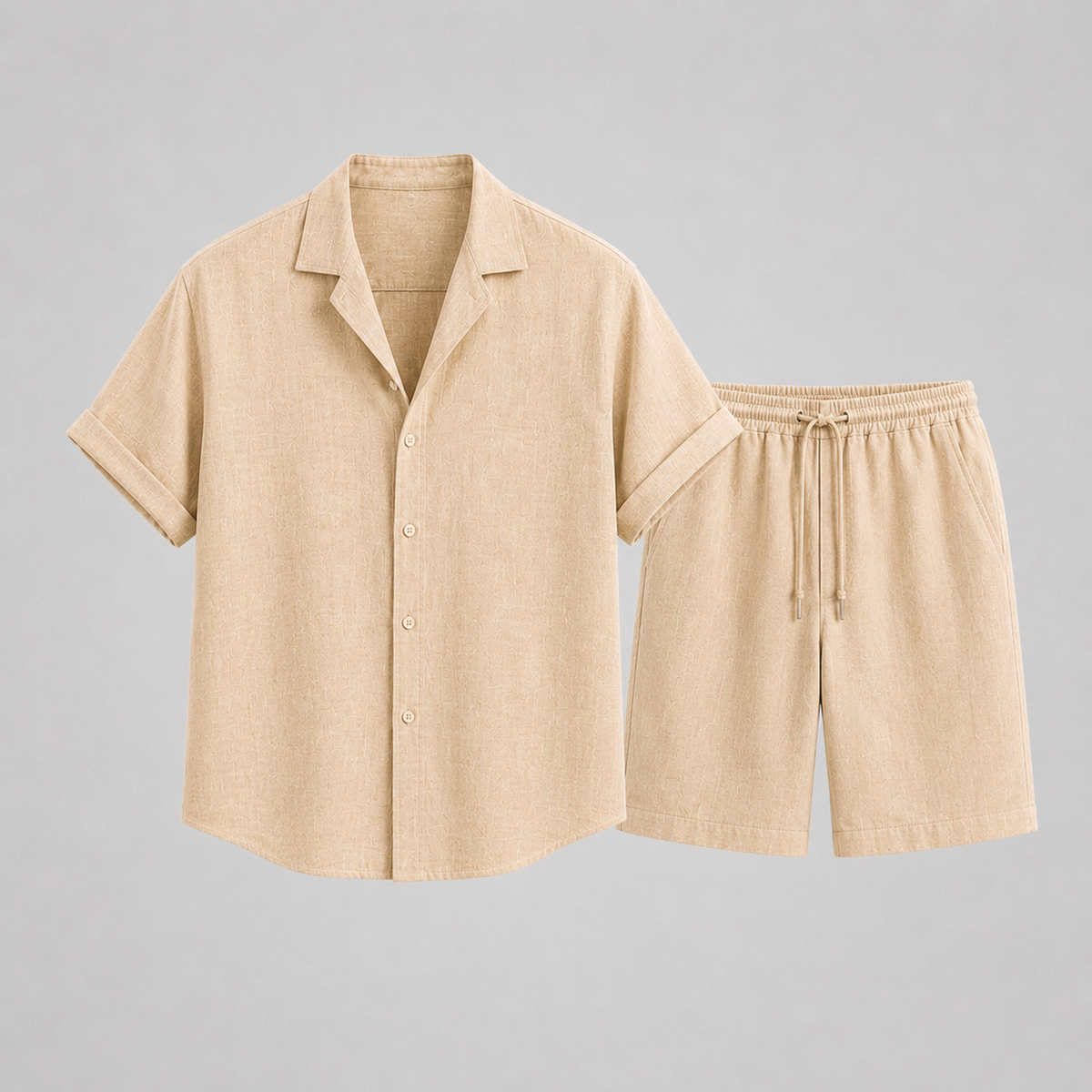 Heren Zomerset Korte Mouw Shirt met Shorts en Reverskraag