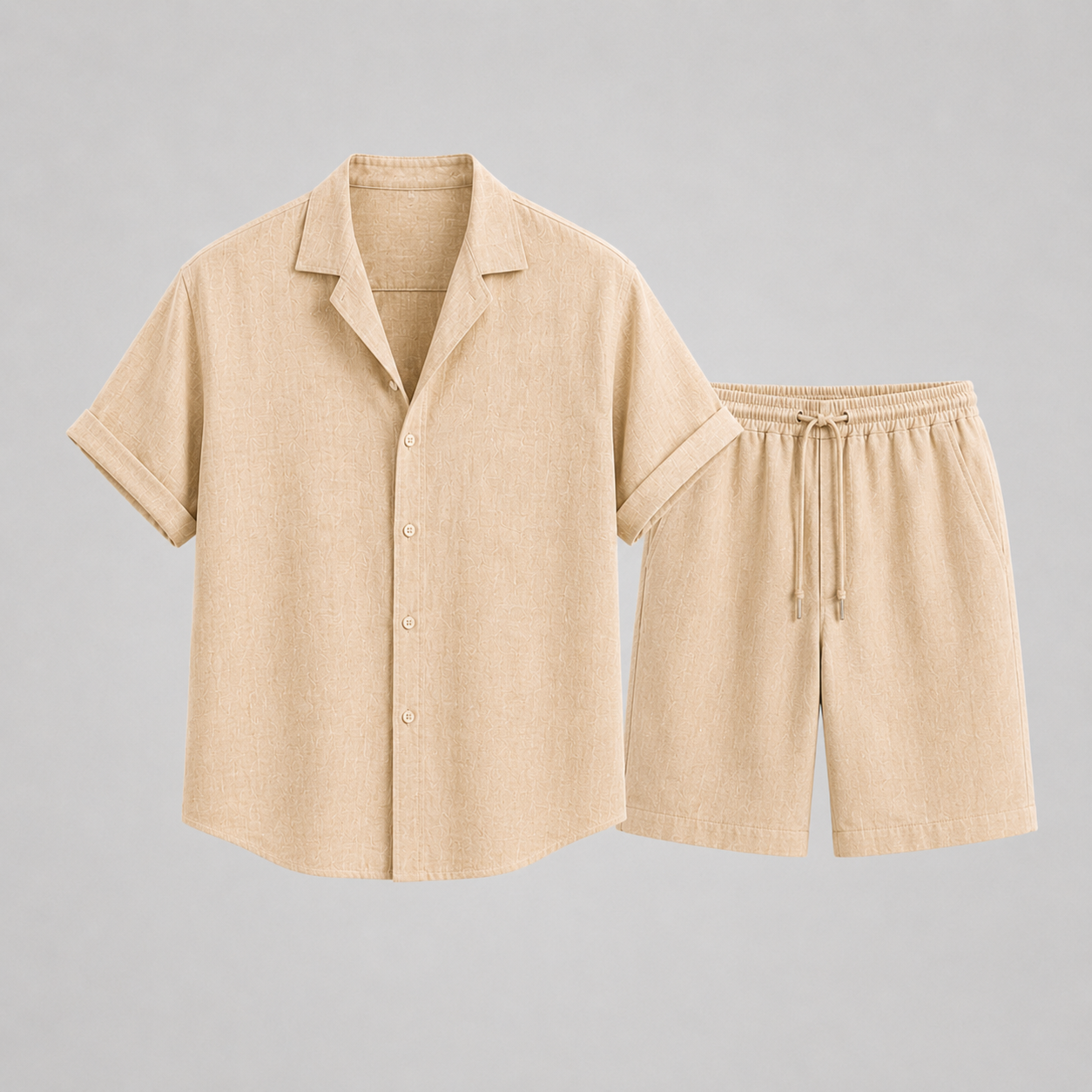 Heren Zomerset Korte Mouw Shirt met Shorts en Reverskraag