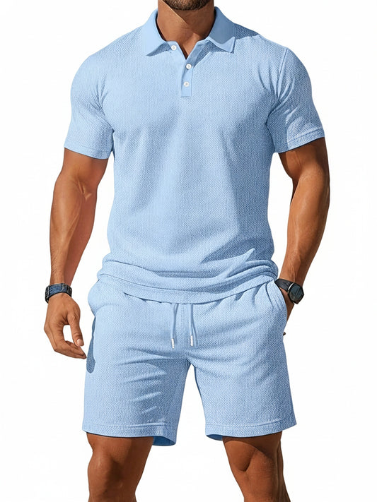 Heren Zomerset polo Korte Mouw en Shorts met Trekkoord