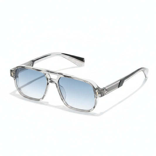 Heren Zonnebril Aviator met Transparant Montuur en Dubbele Brug