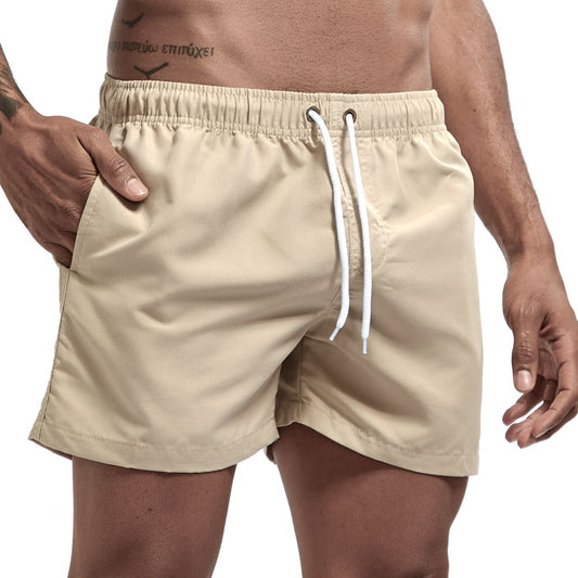 Heren Zwembroek Kort met Trekkoord en Zijzakken Beige