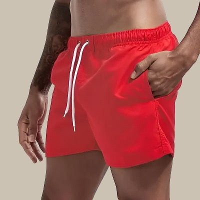 Heren Zwembroek met Elastische Tailleband en Trekkoord Rood