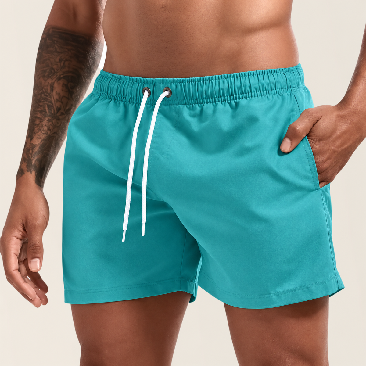 Heren Zwembroek met Elastische Tailleband en Trekkoord Turquoise