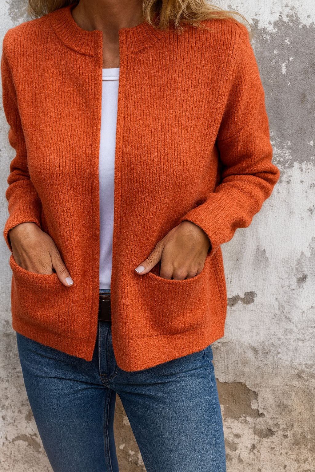 Dames Vest met Rits van Zachte Stof Oranje