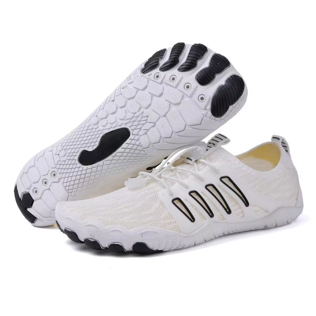 Unisex Barefoot Schoenen met Brede Teenbox en Dunne Zool Wit Zwart
