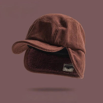 Unisex Baseball Cap met Oorflappen en Fleece Voering Roestbruin