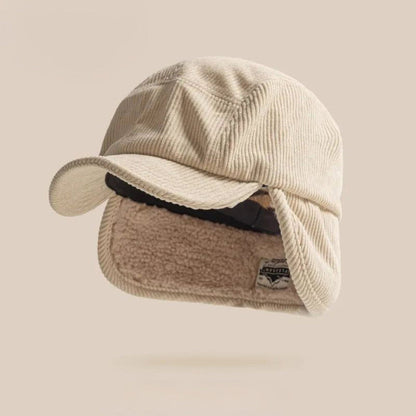 Unisex Baseball Cap met Oorflappen en Fleece Voering Beige