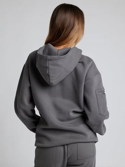 Unisex Oversized Hoodie met Oogmasker, Ritszakken op de Mouwen en Kangoeroezak