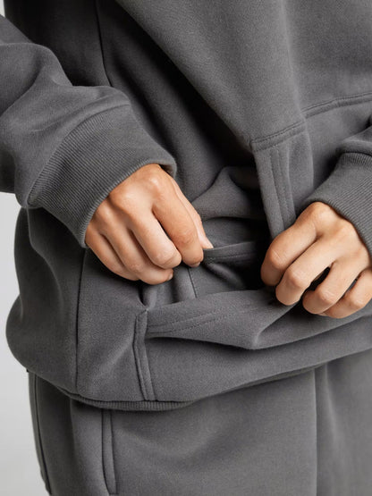 Unisex Oversized Hoodie met Oogmasker, Ritszakken op de Mouwen en Kangoeroezak