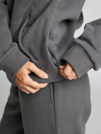 Unisex Oversized Hoodie met Oogmasker, Ritszakken op de Mouwen en Kangoeroezak