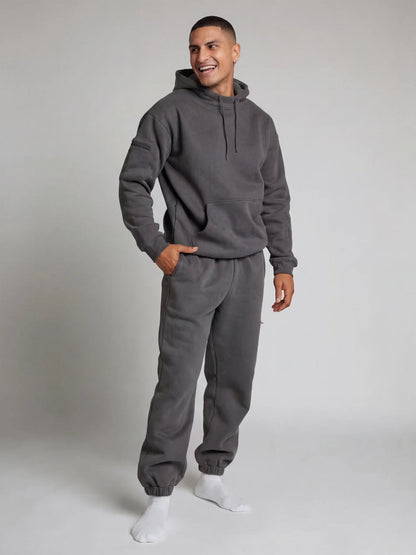 Unisex Oversized Hoodie met Oogmasker, Ritszakken op de Mouwen en Kangoeroezak