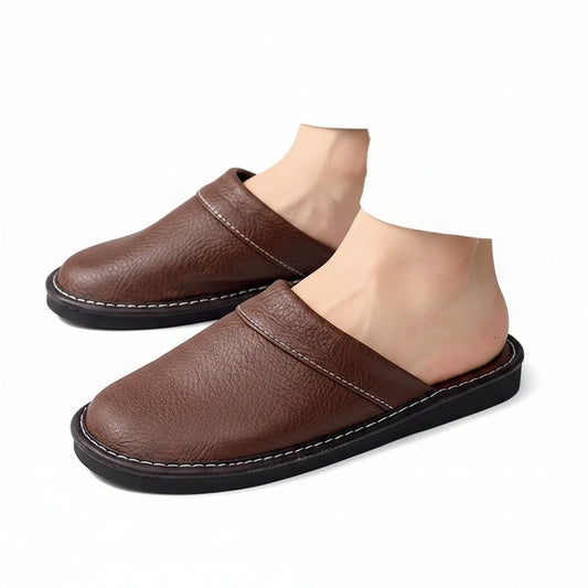 Unisex Pantoffels met Faux Leather Look en Ronde Neus