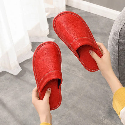 Unisex Pantoffels met Faux Leather Look en Ronde Neus