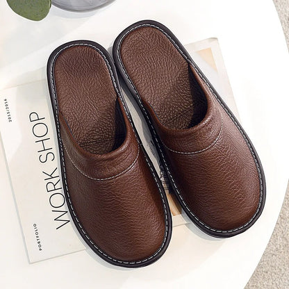 Unisex Pantoffels met Faux Leather Look en Ronde Neus
