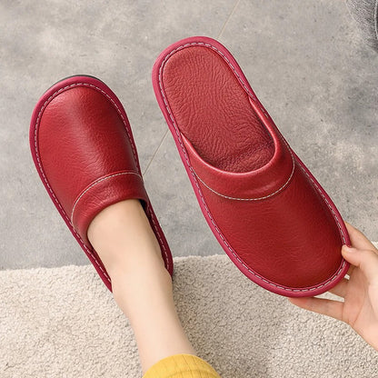 Unisex Pantoffels met Faux Leather Look en Ronde Neus
