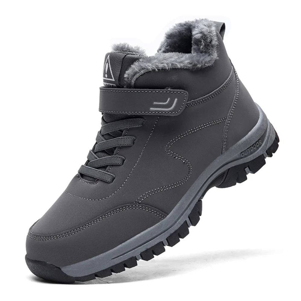 Unisex Winterboots met Klittenband en Veters Grijs